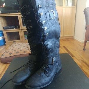 JustFab Svana Lace-up Tall Boots